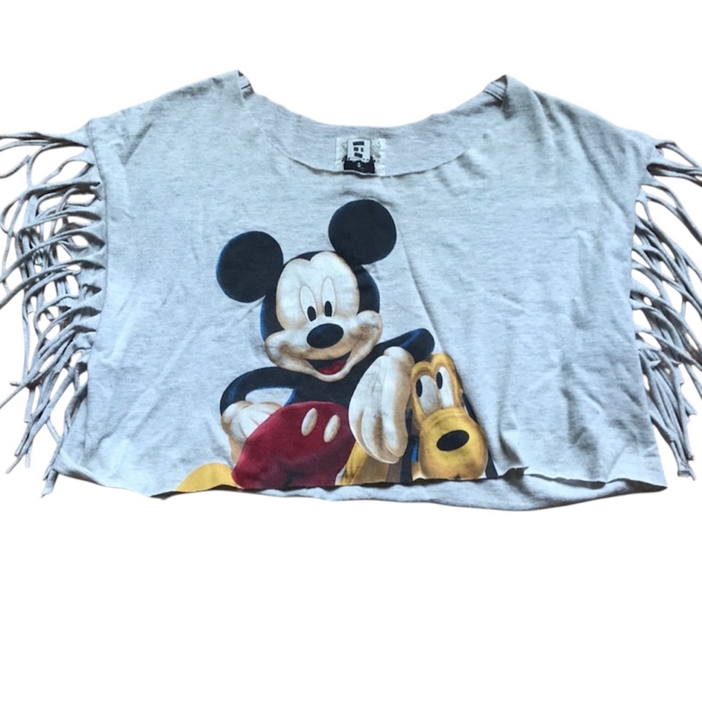 NWOT LF Vintage Mickey Mouse Crop Top w/Fringe